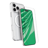 Tempered glass screen protector with clear case and iPhone