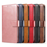 Phone wallet cases lined up in several colours