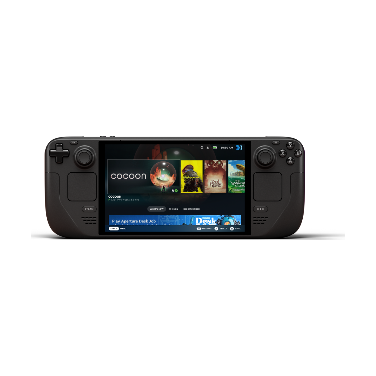 Steam Deck OLED handheld, front view