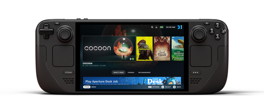 Steam Deck OLED handheld, front view