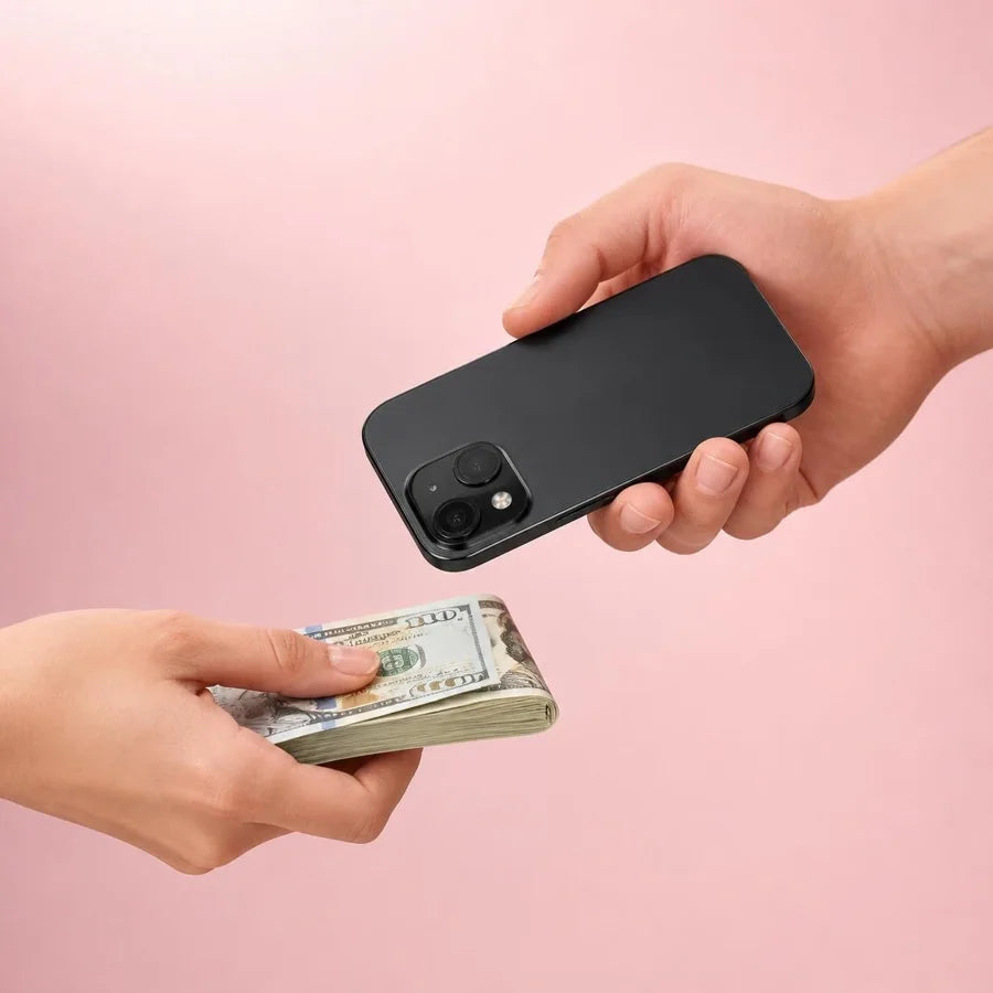 Phone being handed over for cash